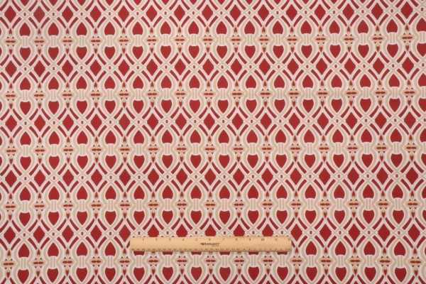 Sample of Trellis Printed Polyester Outdoor Fabric in Chili 
