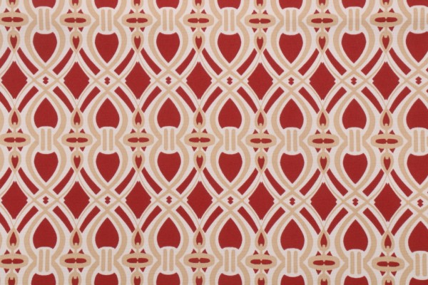 Sample of Trellis Printed Polyester Outdoor Fabric in Chili 