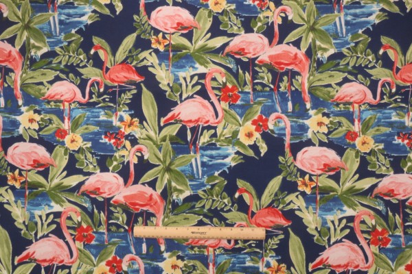 PK Lifestyles Flamingoing Printed Poly Outdoor Fabric in Lagoon 