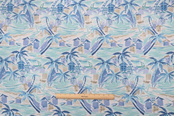 Richloom Ballyfin Printed Polyester Outdoor Fabric in Bay Blue 