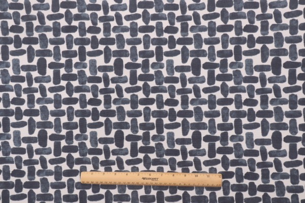 Premier Prints Farley Printed Polyester Outdoor Fabric in Passport Navy 