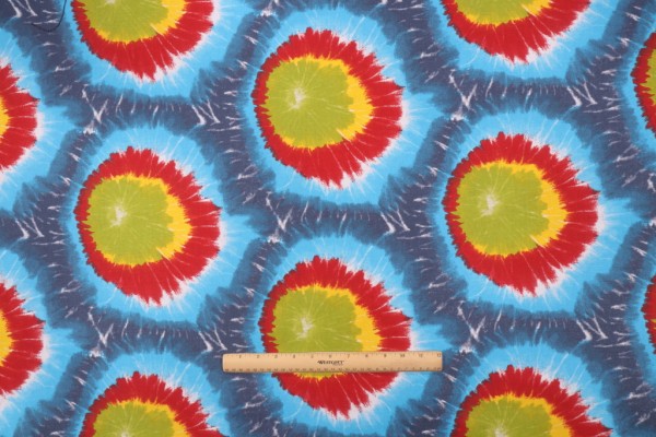 Premier Prints Mod Tie Dye Printed Cotton Drapery Fabric in Rainbow 