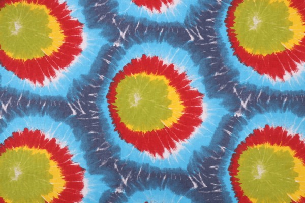 Premier Prints Mod Tie Dye Printed Cotton Drapery Fabric in Rainbow 