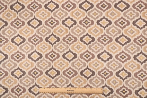 Waverly Lunar Lattice Printed Cotton Twill Drapery Fabric in Mineral 