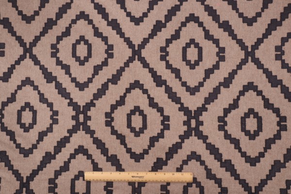 Villa Nova Sami Embroidered Flannel Decorator Fabric in Indigo 