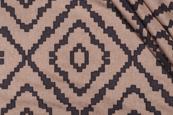Villa Nova Sami Embroidered Flannel Decorator Fabric in Indigo 