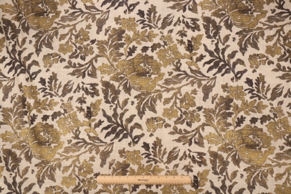 Sample of Richloom Sedgewick Printed Linen Blend Drapery Fabric in Ebony 