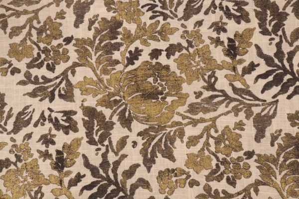 Sample of Richloom Sedgewick Printed Linen Blend Drapery Fabric in Ebony 