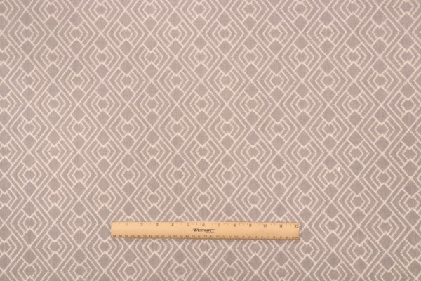 Ellen Degeneres Cordell Embroidered Drapery Fabric in Fog 