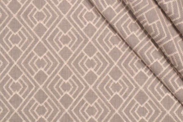 Ellen Degeneres Cordell Embroidered Drapery Fabric in Fog 