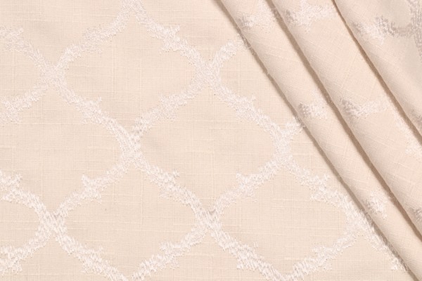 Richloom Koppel Embroidered Drapery Fabric in Ivory 