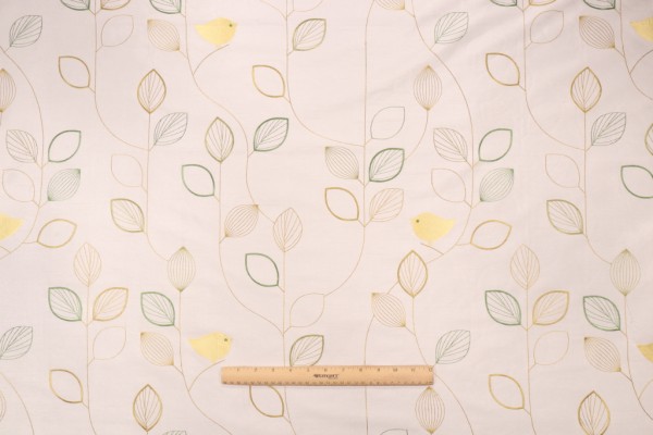 Sample of Richlooom Branch Embroidered Drapery Fabric in Spring 