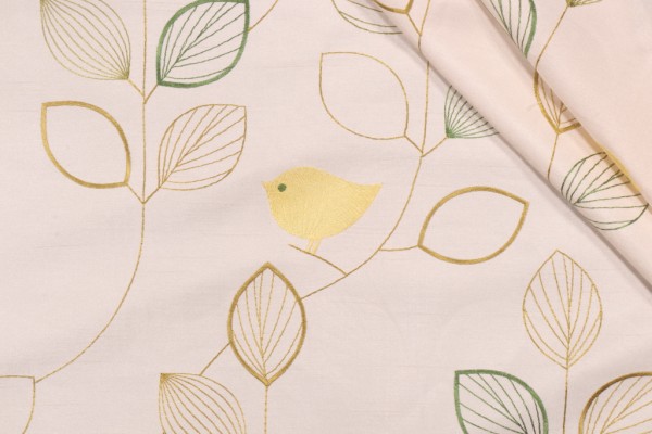 Sample of Richlooom Branch Embroidered Drapery Fabric in Spring 