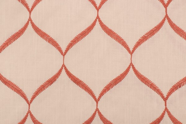 Ogee Embroidered Drapery Fabric in Clay