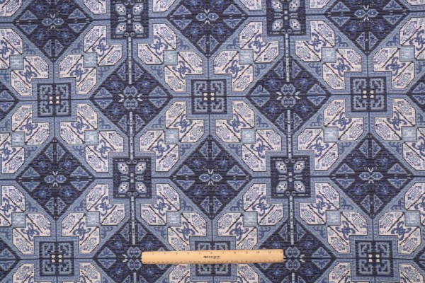 Crypton Arina High Performance Chenille Tapestry Upholstery Fabric in Indigo 