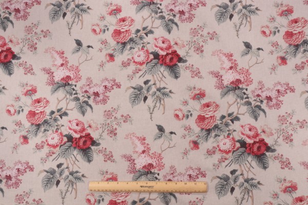 Waverly Emma's Garden Printed Cotton Drapery Fabric in Rosewood 