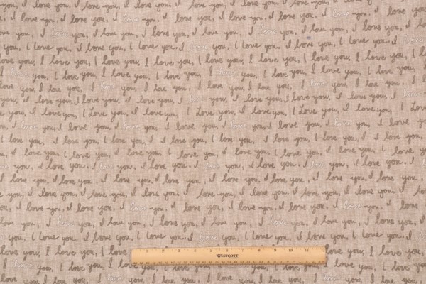 Sample of Ellen Degeneres I Love You Printed Cotton Drapery Fabric in Natural 