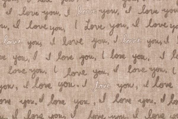 Sample of Ellen Degeneres I Love You Printed Cotton Drapery Fabric in Natural 