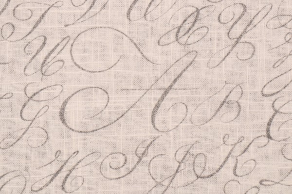Waverly Cursive Caps Printed Linen Blend Drapery Fabric in Silver 