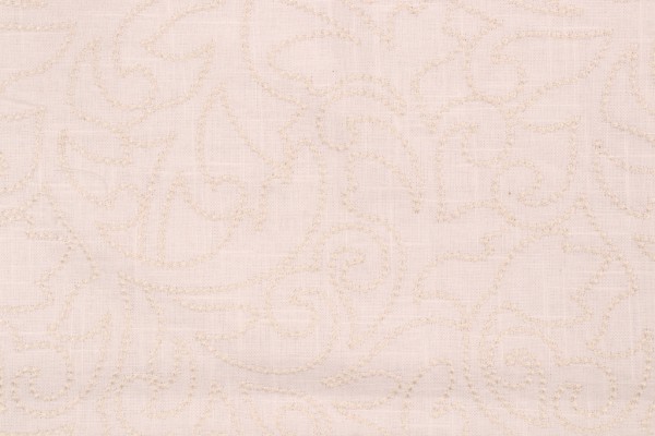 Vine Scroll Embroidered Drapery Fabric in Sand