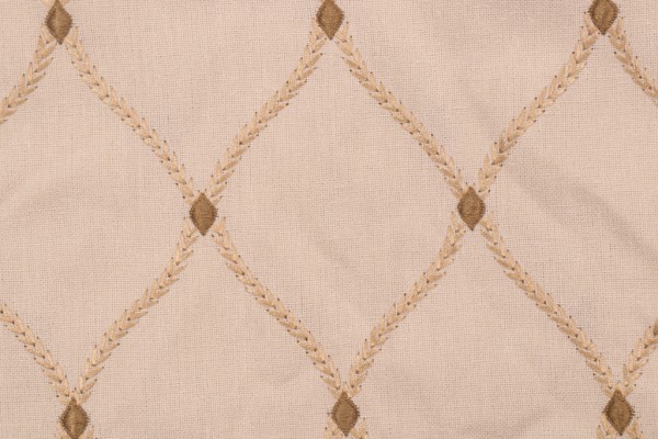Vine Trellis Embroidered Drapery Fabric in Olive