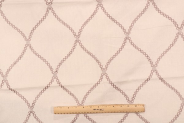 Loop Ogee Embroidered Drapery Fabric in Pebble