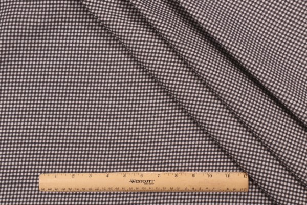 Small Check Printed Cotton Drapery Fabric in Black 