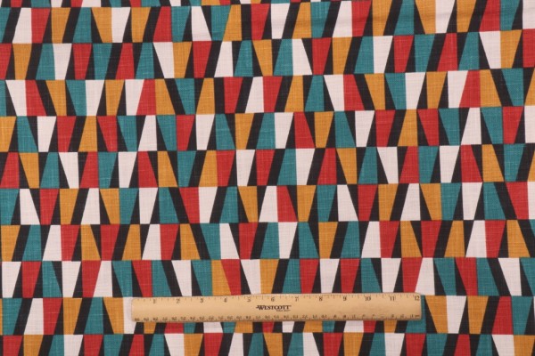 Covington Decken Printed Cotton Drapery Fabric in 397-Primary 
