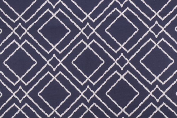 Covington Jacava Printed Cotton Drapery Fabric in 55-Navy 