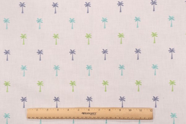 Covington Pindo Palm Embroidered Drapery Fabric in 548-Isle Water 