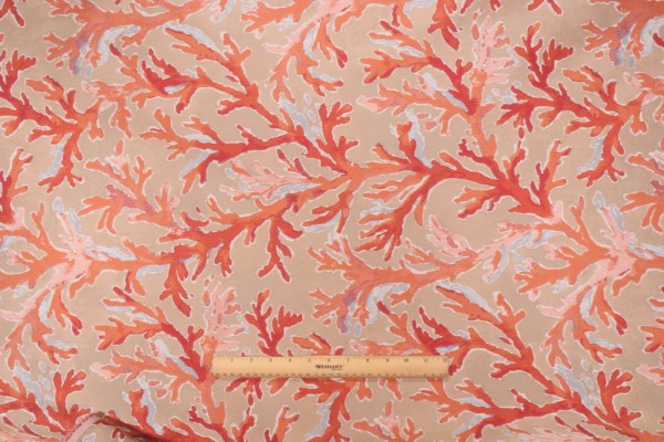 Click for Golding Reef Tapestry Upholstery Fabric in Coral  Golding Reef Tapestry Upholstery Fabric in Coral
