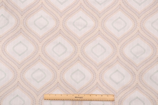 Valiant Fabrics Bazaar Embroidered Drapery Fabric in Seabreeze 