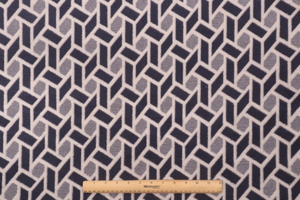 Golding Geo Graphic Woven Upholstery Fabric in Navy 