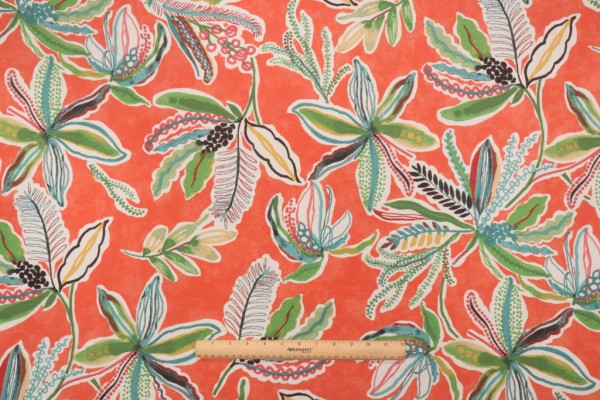 Waverly Sunny Daze Printed Polyester Outdoor Fabric in Peachtini 