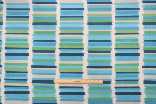 PK Lifestyles Solar Stripe Printed Polyester Outdoor Fabric in Azure 