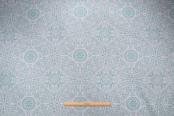 Sample of Richloom Tienchi Printed Cotton Drapery Fabric in Turquoise 