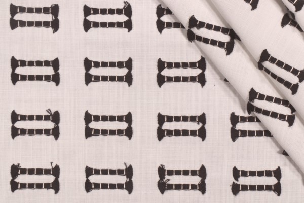 Sample of PK Lifestyles Tassel Emb Drapery Fabric in Tuxedo 