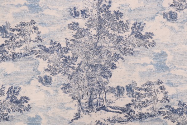 PK Lifestyles Serene Scenes Printed Cotton Drapery Fabric in Sapphire 