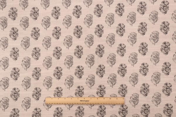 PK Lifestyles Posy Printed Drapery Fabric in Charcoal 