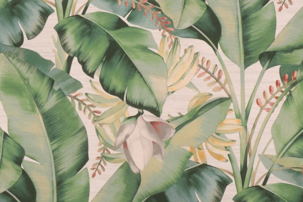 Sample of Tommy Bahama Among Fronds Printed Cotton Twill Drapery Fabric in Aloe 