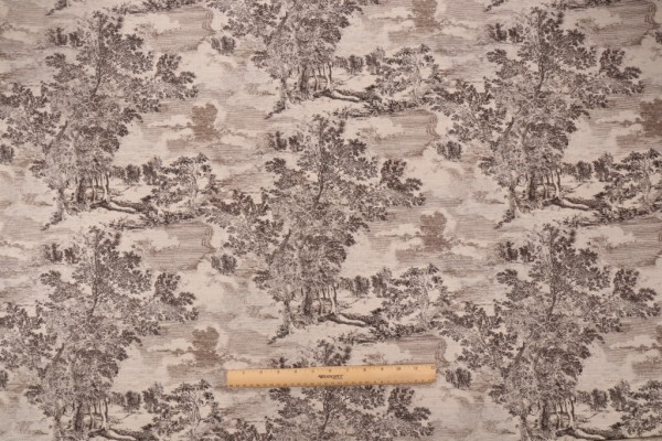 PK Lifestyles Serene Scenes Printed Cotton Drapery Fabric in Zinc 