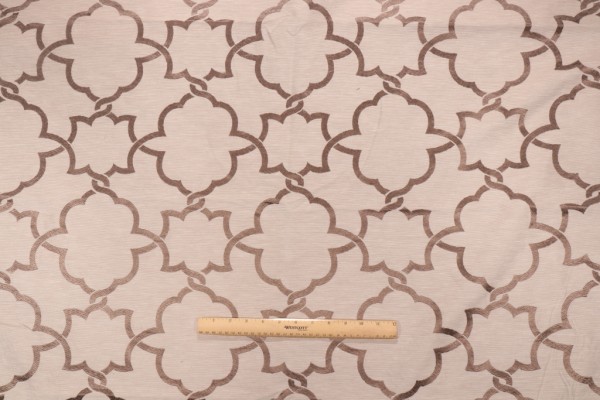 Covington Carlton Embroidered Drapery Fabric in 619-Truffle