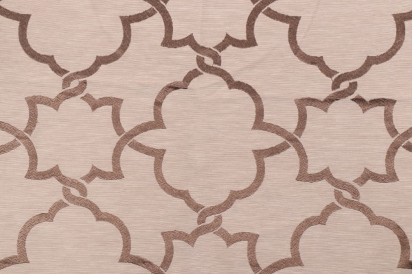 Covington Carlton Embroidered Drapery Fabric in 619-Truffle