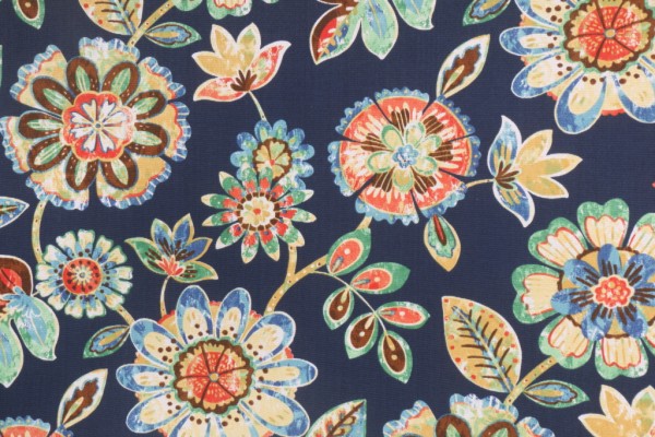 Richloom Daelyn Printed Polyester Outdoor Fabric in Navy 