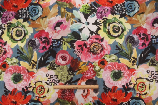 Hamilton Le Jardin Printed Cotton Drapery Fabric in Blossom 
