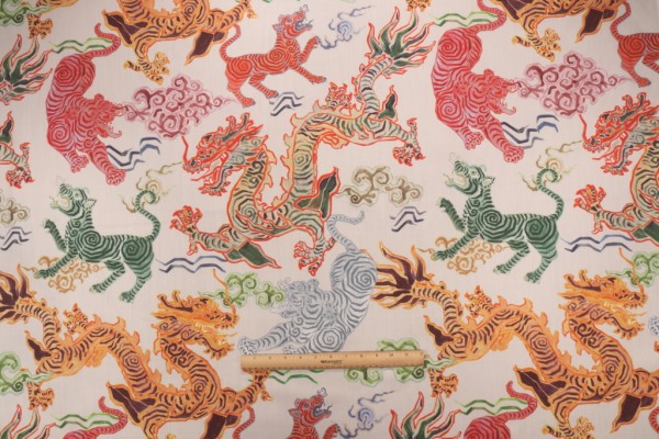 Hamilton Himalaya Printed Cotton Drapery Fabric in Natural 