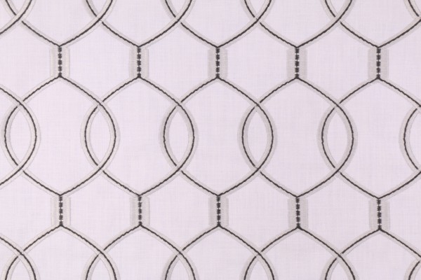 Richloom Slalom Embroidered Poly Linen Decorator Fabric in Platinum