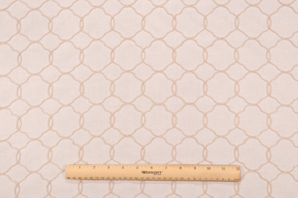 Richloom Platinum Collection Renza Embroidered Drapery Fabric in Ivory