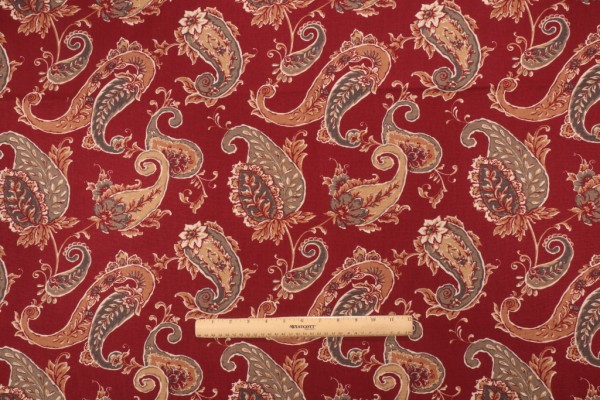 Roth & Tompkins Beacon Hill Printed Cotton Drapery Fabric in Brick 