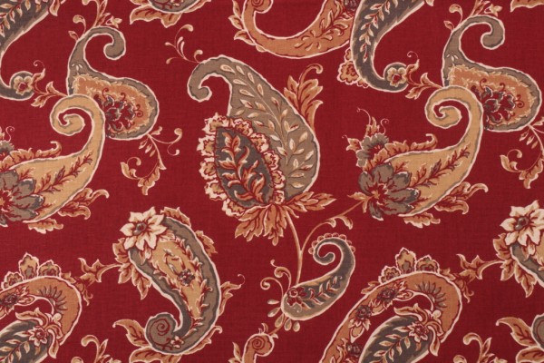 Roth & Tompkins Beacon Hill Printed Cotton Drapery Fabric in Brick 